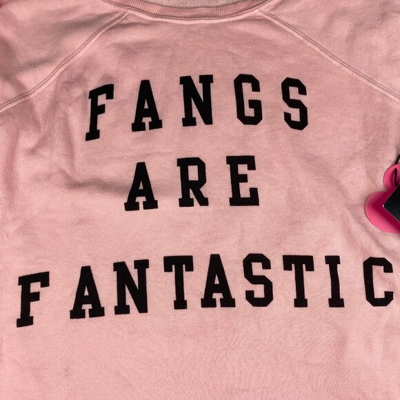 NWT Wildfox Sweatshirt Women's Size Medium "Fangs Are Fantastic" Pink - Picture 3 of 15